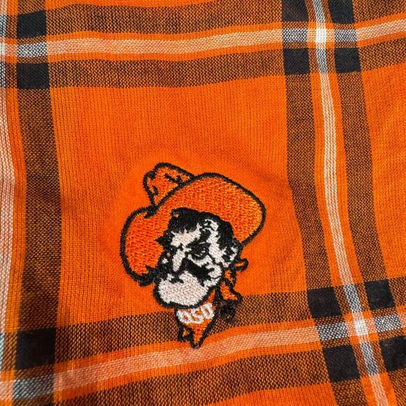 Oklahoma State OSU Cowboys Pokes Orange Plaid Wrap Blouse Top 1X Plus Size NCAA - Picture 3 of 8